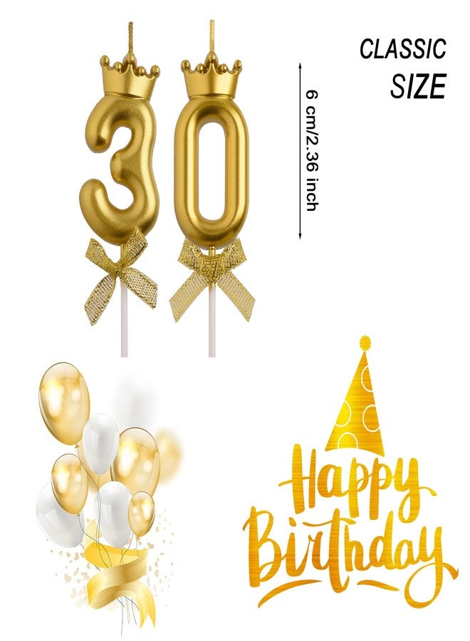 AOOLADA 30th Birthday Candles, Gold 30 Year Old Number Birthday Candles, Number 30 Candles for Men Women, Happy Birthday Party Decorations Cake Topper Gifts for Wedding Anniversary Celebration - Image 2